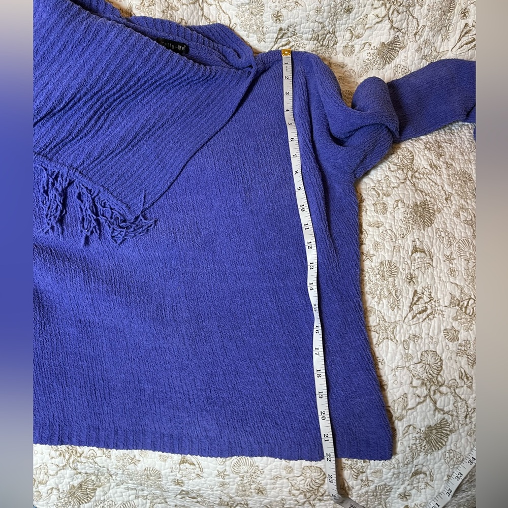 VTG Tally Ho M Blue Purple Soft Knit Cowl Neck Spring Fall Winter Sweater City - Picture 4 of 6